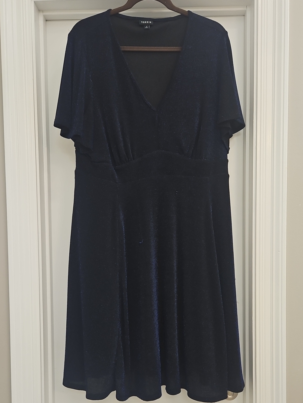 torrid Navy Velvet V-Neck Midi Dress